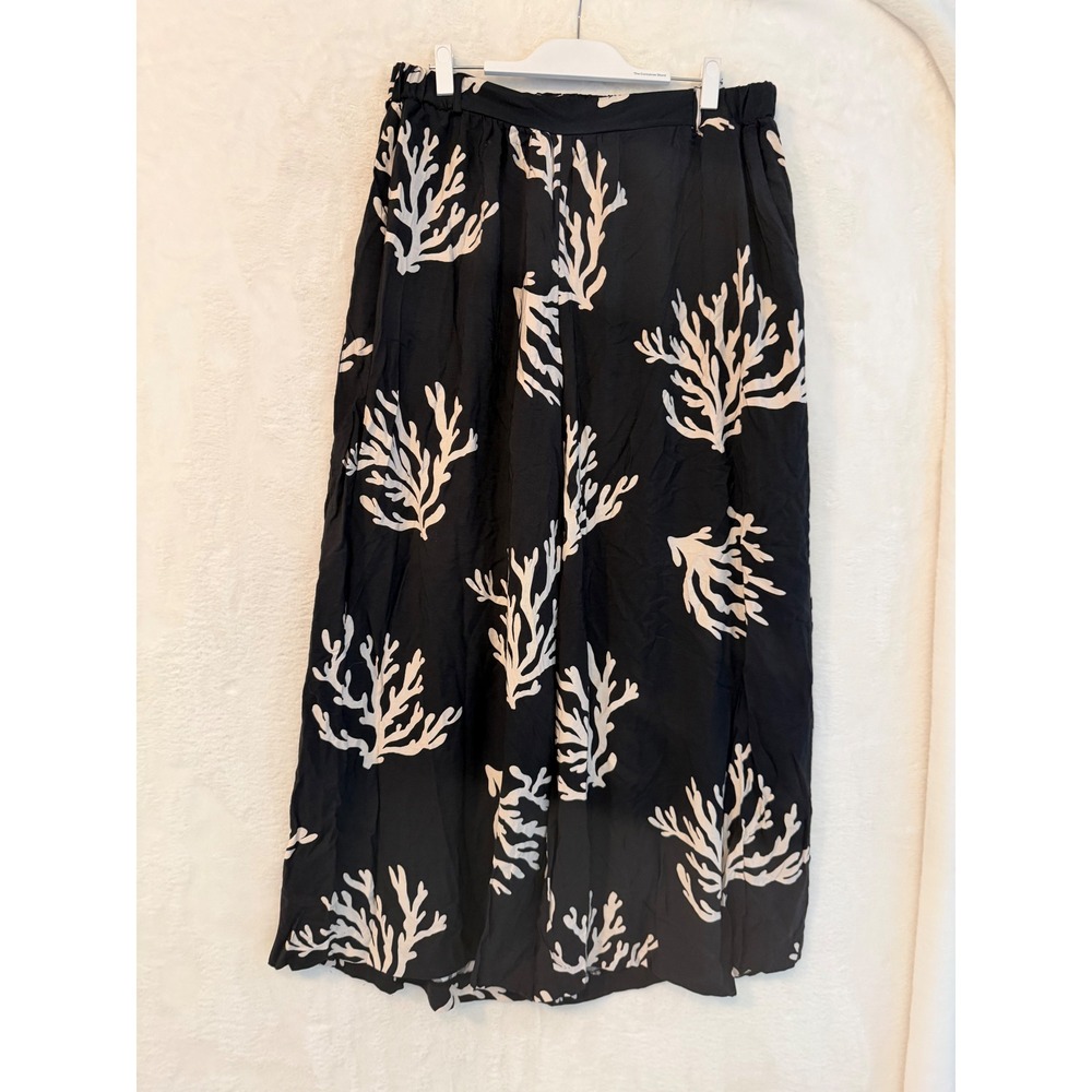 Ava‎ & Viv XXL Black White Coral Print Wide Leg Palazzo Pants Plus Size